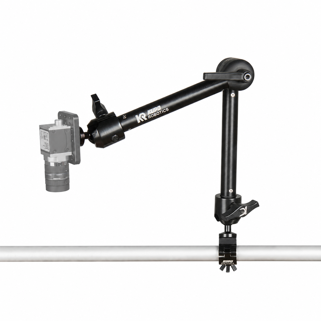 KR-VR22-OM30-Q20M - VisionReach 22 Omni 30 cm Mount, mounted with illustrative gray camera