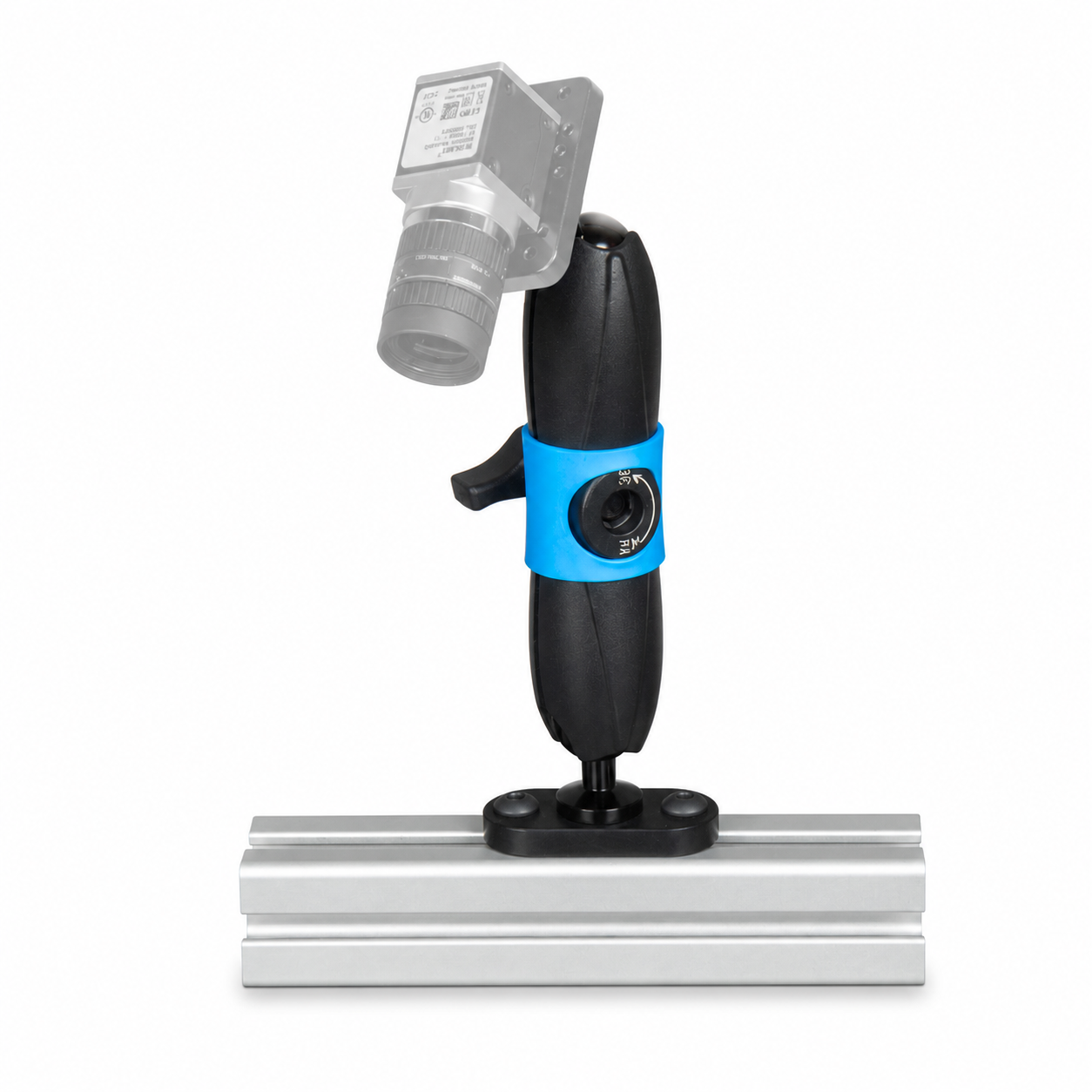 KR-E3040-SK15-Q20M - SightLink E3040 Super Knuckle 15 cm (6 in) Mount, mounted with illustrative gray camera