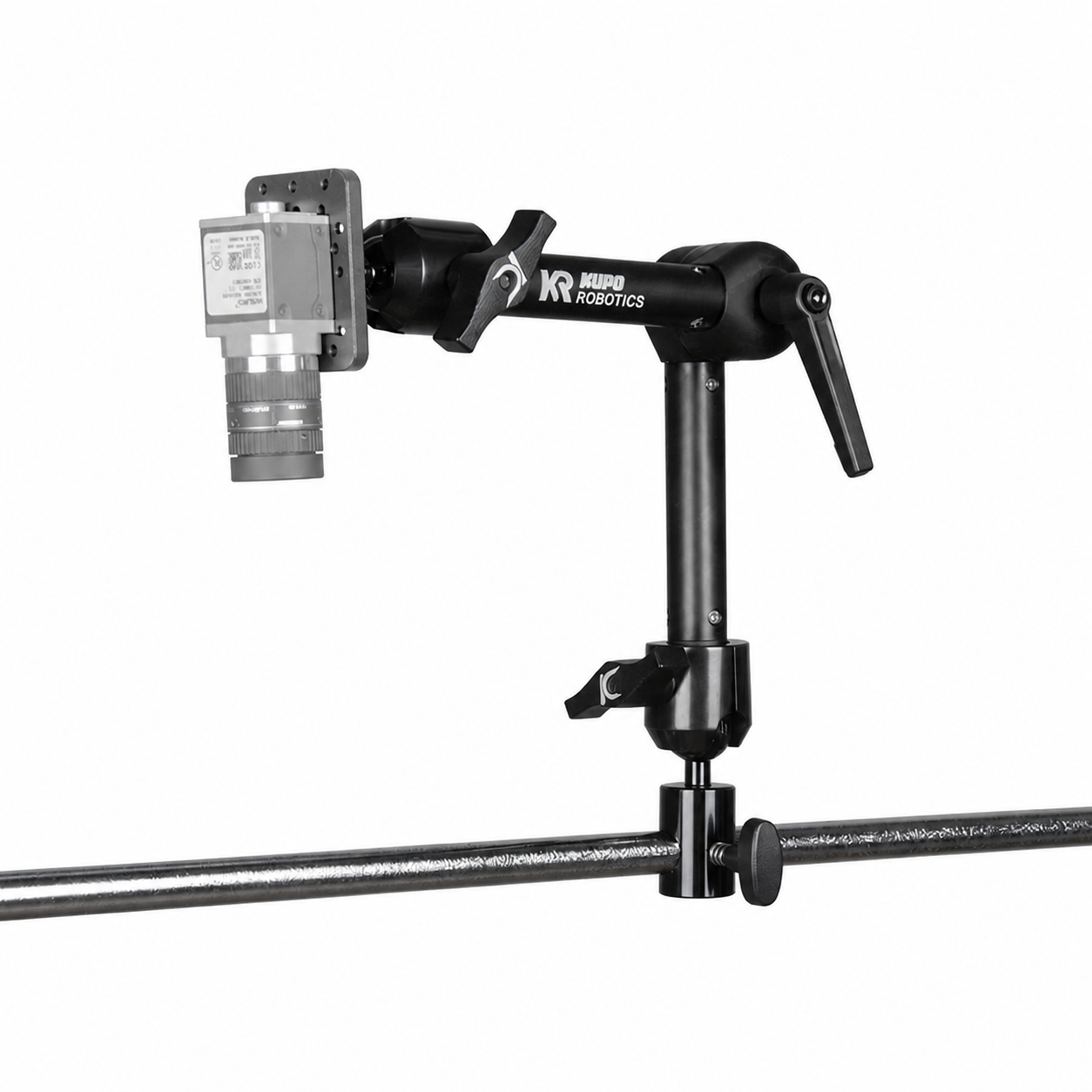 KR-VR16-OM20-Q20M - VisionReach 16 Omni 20 cm Mount, mounted with illustrative gray camera