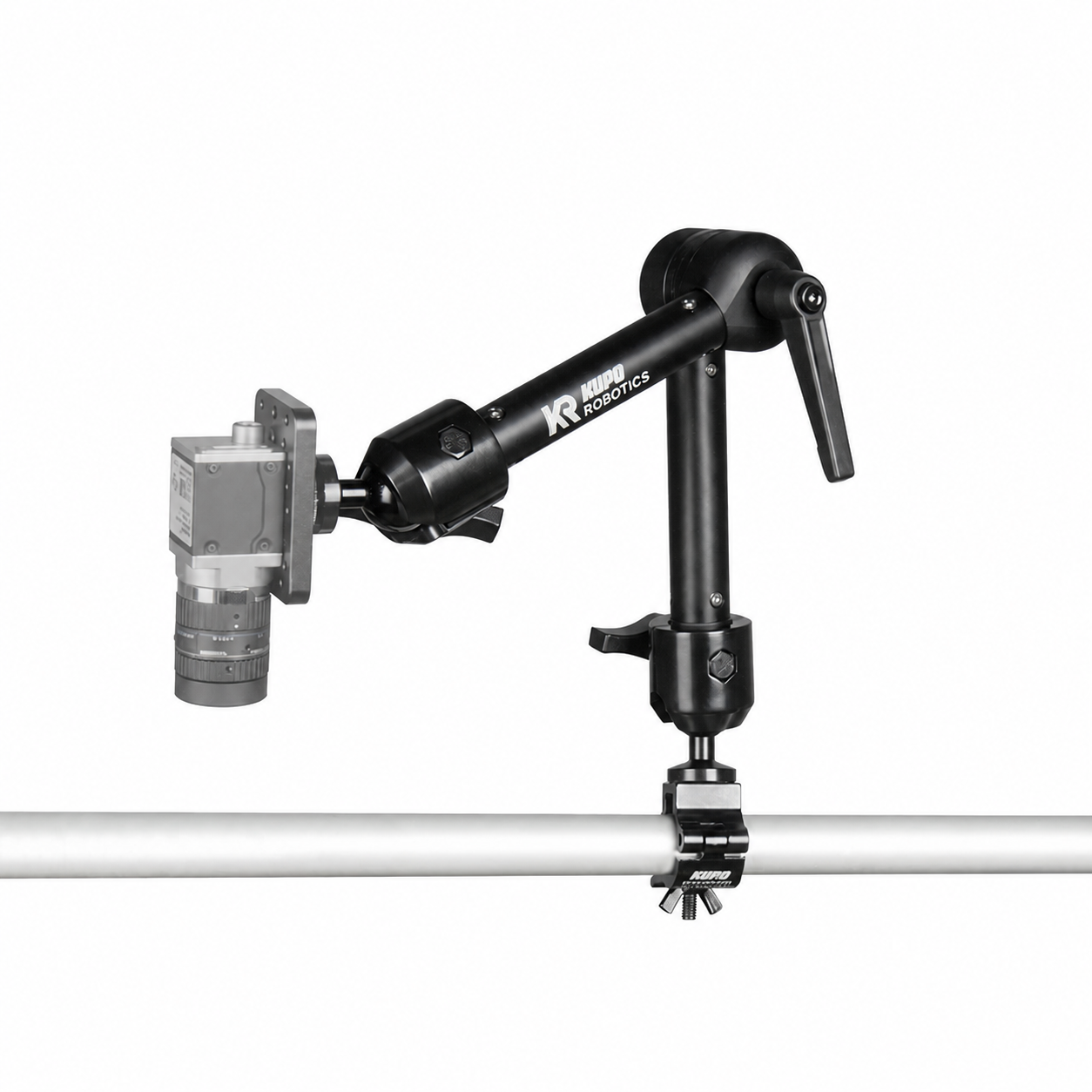 KR-VR22-OM20-Q20M - VisionReach 22 Omni 20 cm Mount, mounted with illustrative gray camera