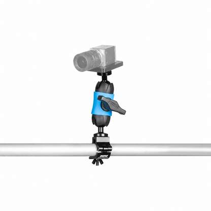 KR-VR22-SK08-Q20M - VisionReach 22 Super Knuckle 8 cm (3 in) Mount, mounted with illustrative gray camera