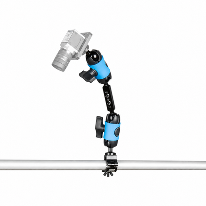 KR-VR22-SK23-Q20M - VisionReach 22 Super Knuckle 23 cm (9 in) Mount, mounted with illustrative gray camera